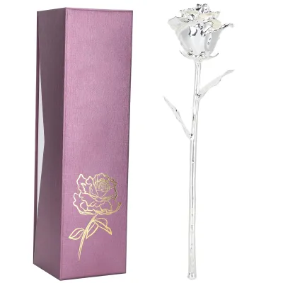 Produktbild von Langstielige Rose, 24K Vergoldete, Echte Kunstblume mit Blatt, Geschenk für Sammlung und Dekoration