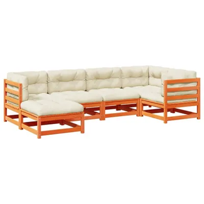Produktbild von Möbel 6-tlg. Garten-Sofagarnitur mit Kissen Wachsbraun Kiefernholz - Gartenmöbelset 3299524