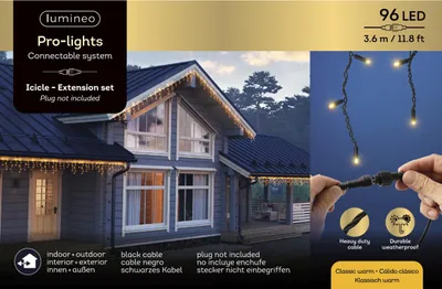 Productafbeelding van Led Icicle 3.6 meter zwart/klassiek warm Lumineo