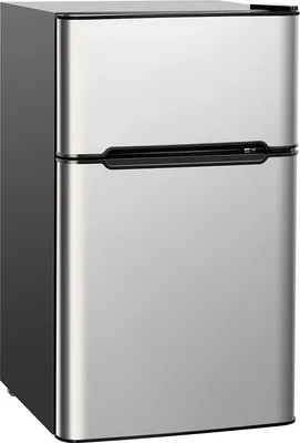 Produktbild von COSTWAY 90L Kühlschrank 64L Kühlteil 26 L Gefrierteil Kühl-Gefrier-Kombination mit LED-Beleuchtung mini Kühlschrank grau