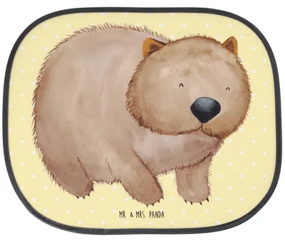 Produktbild von Mr. & Mrs. Panda Sonnenschutz Auto Wombat - Gelb Pastell - Geschenk, Lustige Sprüche, Spruch, Das Leben Ist schön, Kfz, Motivation, für Autoscheiben, Autosonnenschutz