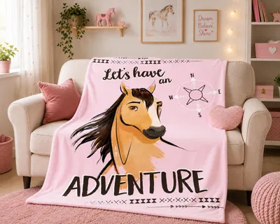 Produktbild von XL Spirit - Adventure Fleecedecke Pferd Kuscheldecke, 130x170cm, KI-generiertes Bild