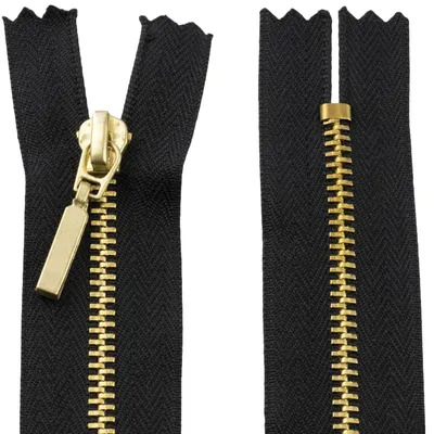 Productafbeelding van Metalen niet-scheidbare rits 50 cm met decoratiehanger - zwart