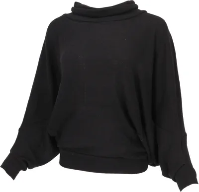 Produktbild von Oversize Shirt, Rollkragen Strickshirt, Plus Size Pullover mit Fledermausärmeln - Schwarz, Damen, Baumwolle,Elasthan, Pullover & Longsleeves