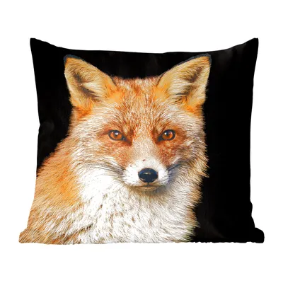 Produktbild von MuchoWow® Zierkissen Sofakissen Wohnzimmer Dekokissen 40x40 cm Fuchs - Rot - Schwarz - Foto Kissen - Schlafzimmer Dekoration