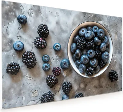Produktbild von Küchenrückwand Spritzschutz Glas mit Motiv Heidelbeeren Brombeeren 40 x 40 cm
