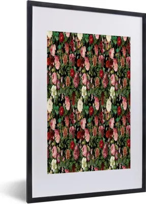 Produktbild von MuchoWow® MuchoWow® Gerahmtes Poster Blumen - Rosen - Muster 40x60 cm - Poster mit zchwarzem Bilderrahmen - Poster in Rahmen