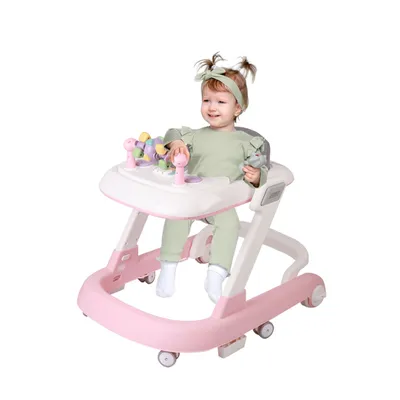 Image de Chariot d'éveil réglable en hauteur Trotteur à vitesse réglable pour bébé de 6 à 18 mois Rose