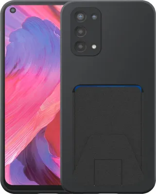 Immagine prodotto di Adatto per Oppo A54 5G / A74 5G Custodia per telefono con scanalatura regolabile in pelle - Custodia flessibile in silicone TPU con scanalatura regolabile in pelle - Nero - Smartphonics