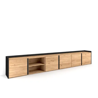 Immagine prodotto di Mobile TV Soggiorno, 309x50x35 cm, Per TV fino a 80", Mobile Soggiorno, Rovere e nero