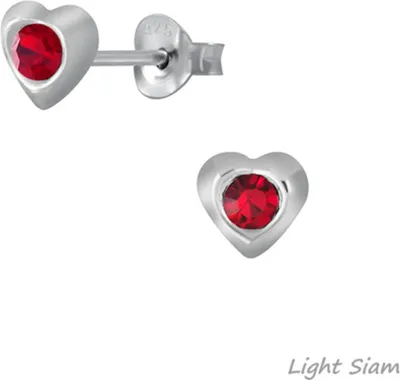 Produktbild von Kinderohrstecker: Mädchen Ohrringe Silber 925 „Kristall Herz“ Light Siam