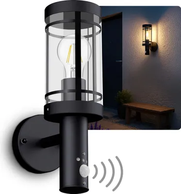 Immagine prodotto di SSC-LUXon MOVI luce da esterno con sensore di movimento crepuscolare IP44 - incl. lampada efficiente da 4W E27 bianco caldo - lampada da parete per ingresso