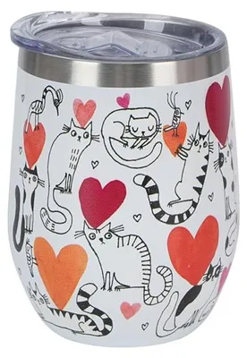 Produktbild von Thermobecher, Reisebecher Katzenwelt - Herzen 330 ml