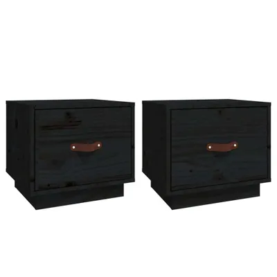 Produktbild von Nachttische 2 Stk. Schwarz 40x34x35 cm Massivholz Kiefer