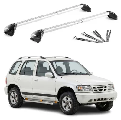 Productafbeelding van Draagbalken, basissteunen voor Kia Sportage mk1 JA, bouwjaar 1995-2004, 100 kg draagvermogen, aluminium, grijs, 2 stuks, AI-gegenereerde afbeelding