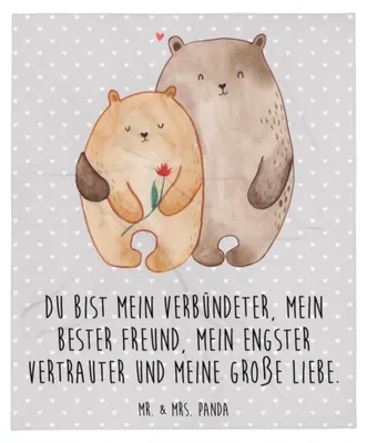 Produktbild von Mr. & Mrs. Panda Sofaüberwurf Bären Liebe - Grau Pastell - Geschenk, Umarmen, Plaid, Verknallt, Kuscheldecke, Partner, Kuscheln, Tagesdecke, Hochzeitstag, Bettdecke, Bär