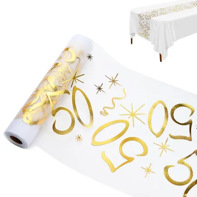 Tafelloper 18. Geburtstag, gold, 28 cm x 10 m, Polyester