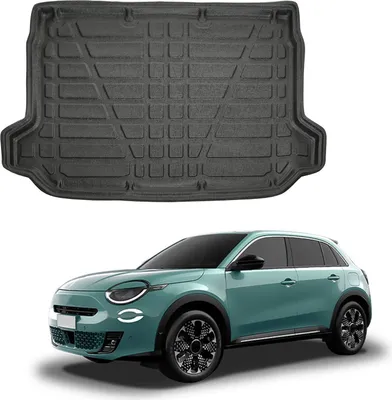 Image de Tapis De Coffre Sur Mesure Pour Fiat 600 / 600E Depuis 2023, Noir, Antidérapant, Bord Haut, Toutes Saisons