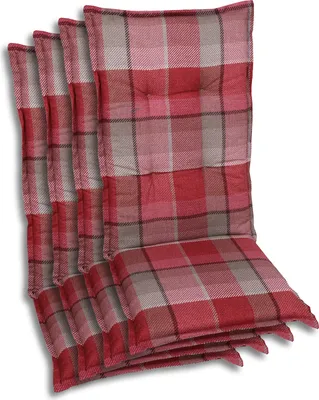 Produktbild von GO-DE Textil, Sesselauflage Mittellehner, 4er Set, Farbe: rot, Maße ca.: 108 cm x 50 cm x 6 cm, Rückenhöhe: 60