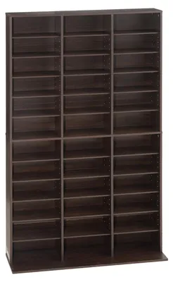 Obrázek produktu pro Skříň na úložný prostor pro média, 12úrovňový organizér na DVD, rozměry 101,8 x 23,1 x 181 cm. Organizér pro ukládání CD, DVD, knih a her, vhodný do obývacího pokoje, domácí kanceláře nebo nahrávacího studia
