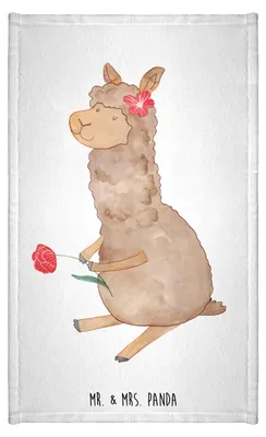 Produktbild von Mr. & Mrs. Panda handtuch gäste wc Alpaka Blume - Weiß - Geschenk, Lama, Mini-Handtuch, baumwolle, Kleines, Spruch, Klein, Lamas
