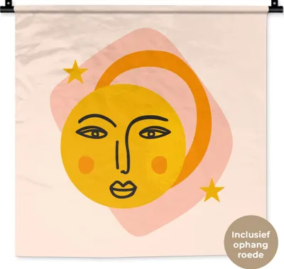 Produktbild von MuchoWow® Wandteppich Wandbehang Sonne - Rosa - Sommer 60x60 cm Tapisserie Dekoration Wandtuch - Dekorationen - Wand Decke