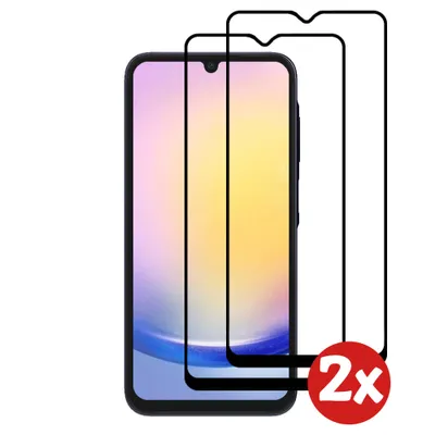 Produktbild von Displayschutzfolie passend für Samsung  Galaxy A25 - Full Cover Tempered Glass mit rundem Rand - Tempered Glass mit  abgerundeten Ecken - 2-Pack
