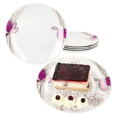 Image de lot de 6 assiettes à gâteaux Viola Porcelaine 6 personnes Assiette à dessert Fleurs