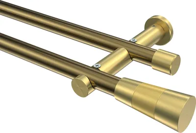 Produktbild von Interdeco Gardinenstange / Vorhangstange Messing Antik / Messing-Optik, Typ Platon Tanara (Konus) ohne Ringe, 20 mm Ø 2-läufig, 260 cm