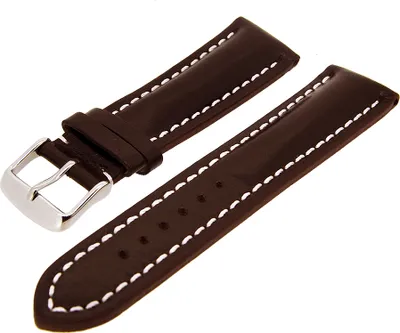 Produktbild von Uhrenarmband Kalbsleder gepolstert Dunkelbraun mit weißer Naht 18mm NEU