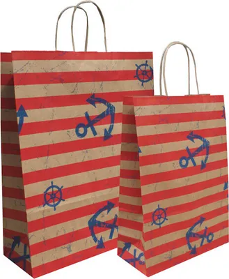 Produktbild von Papiertragetasche mit Kordel "Küstentasche", 90g/m²,  22 + 10 x 31 cm 25 Stück