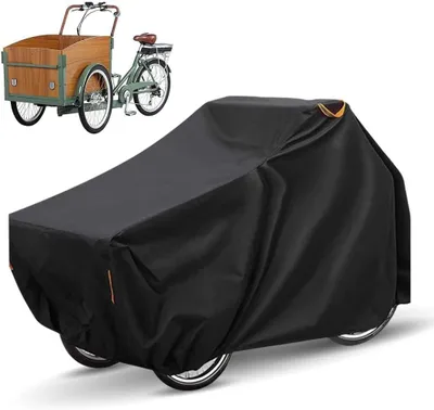 Productafbeelding van Fiets Afdekzeil - Bakfietshoes - Bescherming - Waterdicht - Voor drie wielen - Zwart