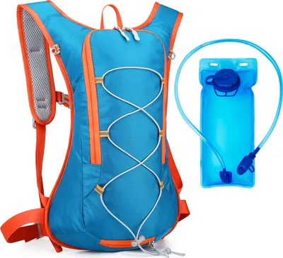Produktbild von Topchances Trinkrucksack mit Trinkblase 2L Laufrucksack für Herren Damen, 10L Fahrrad Rucksack mit Trinksystem für Wandern Klettern, Fahrradfahren, Laufsport, Camping Sportrucksack, Blau