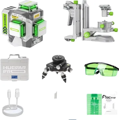 Image de Huepar niveau laser, 12 lignes, couverture 360°, Avec adaptateur