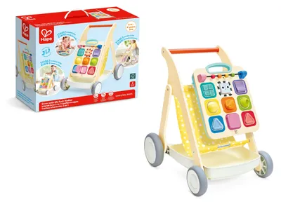 Zdjęcie produktu dla Hape, wózek do nauki chodzenia 3 w 1, centrum aktywności, dla dzieci od 6 miesięcy