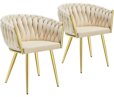 Obrázek produktu pro tectake® Set jídelní židle Astano čalouněná, se sametovým potahem, pletený vzor 60,5 x 55 x 75 cm