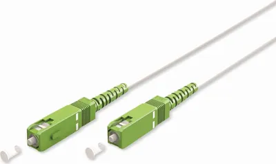 Produktbild von Glasfaserkabel (FTTH), Singlemode (OS2) White, (Simplex), 20 m SC-APC (8°) Stecker > SC-APC (8°) Stecker, halogenfreier Kabelmantel (LSZH), Lichtwellenleiter (LWL)