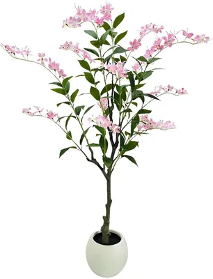 Produktbild von Künstlicher Jasminbaum 150 cm mit weißem Topf - Realistische Kunstpflanze mit Seidenblüten für Wohnzimmer & Büro