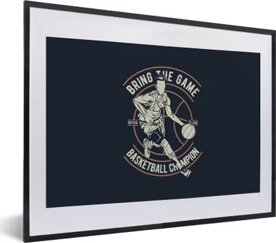 Produktbild von MuchoWow® MuchoWow® Gerahmtes Poster Basketball - Sport - Retro 40x30 cm - Poster mit zchwarzem Bilderrahmen - Bilderrahmen - Poster im Rahmen