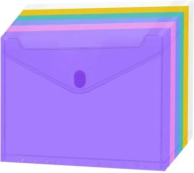 Image de 24 pochettes A4 en couleur pour documents, imperméables, avec fermeture velcro, pour classeur à anneaux