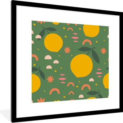Produktbild von MuchoWow® Gerahmtes Poster Zitrone - Frucht - Rosa 40x40 cm - Poster mit Schwarzem Bilderrahmen Wandposter Rahmen Foto Bilder - Poster - Plakat im Rahmen