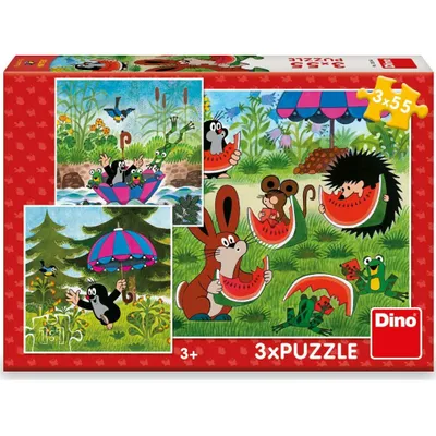 Produktbild von DINO Puzzle Maulwurf und Papagei 3x55 Teile