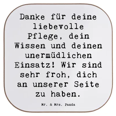Produktbild von Mr. & Mrs. Panda Untersetzer für Gläser Spruch Dankbare Pflegekraft - Weiß - Geschenk, Dankbarkeit, Alltagshelden, Tassenuntersetzer, Dankeschön, Danke sagen, Bedanken