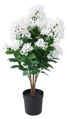 Produktbild von aplanta Künstlicher Flieder - Helge | 60 cm weiß, UV-beständig, für drinnen, draußen, Kunstpflanze, wie echt, Allergiker geeignet, pflanzliche Dekoration Praxis, Office & Wohnzimmer
