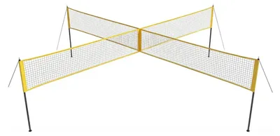 Produktbild von 4-Square Volleyballnetz - Set - 3 Höhenstufen Verstellbar - 4-Wege Netz - 4,27 m - Für Garten & Strand - Mit Tragetasche - Gelb