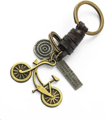 Produktbild von Metallische Fahrrad-Schlosshalter mit Vintage-Lederfahrradkette - Charm für Fahrradfans