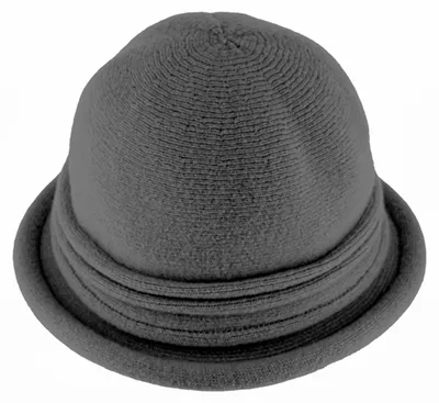 Fiebig Strickhut aus Wolle knautschbar mit Raffungsdetail in grau