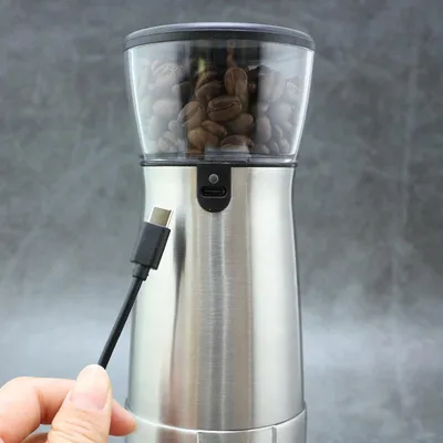 Obrázok produktu pre INF Prenosný elektrický mlynček na kávu - USB nabíjateľný s keramickým otrepom Strieborná