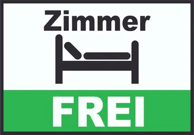 Produktbild von Zimmer FREI Schild A2 Rückseite selbstklebend