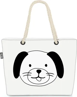 Produktbild von VOID Hund Cartoon Comic Strandtasche Shopper 58x38x16cm 23L XXL Einkaufstasche Tasche Reisetasche Beach Bag